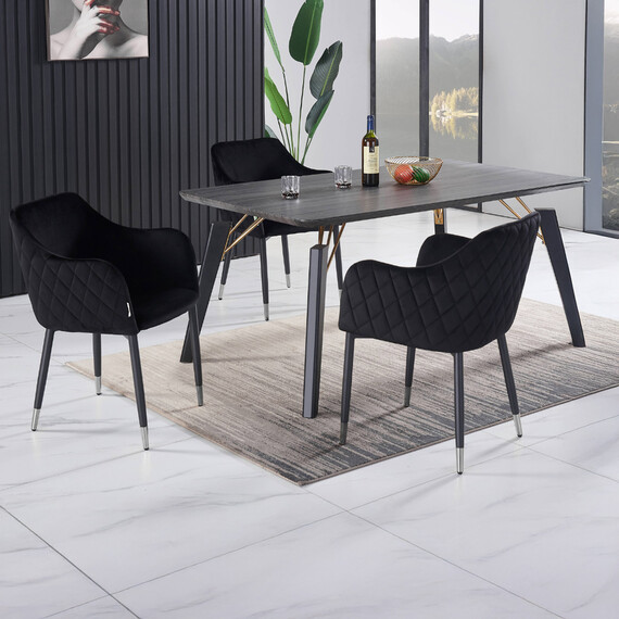 Verona Cosmo LUX Dining Set with a Table and 4 Velvet Chairs