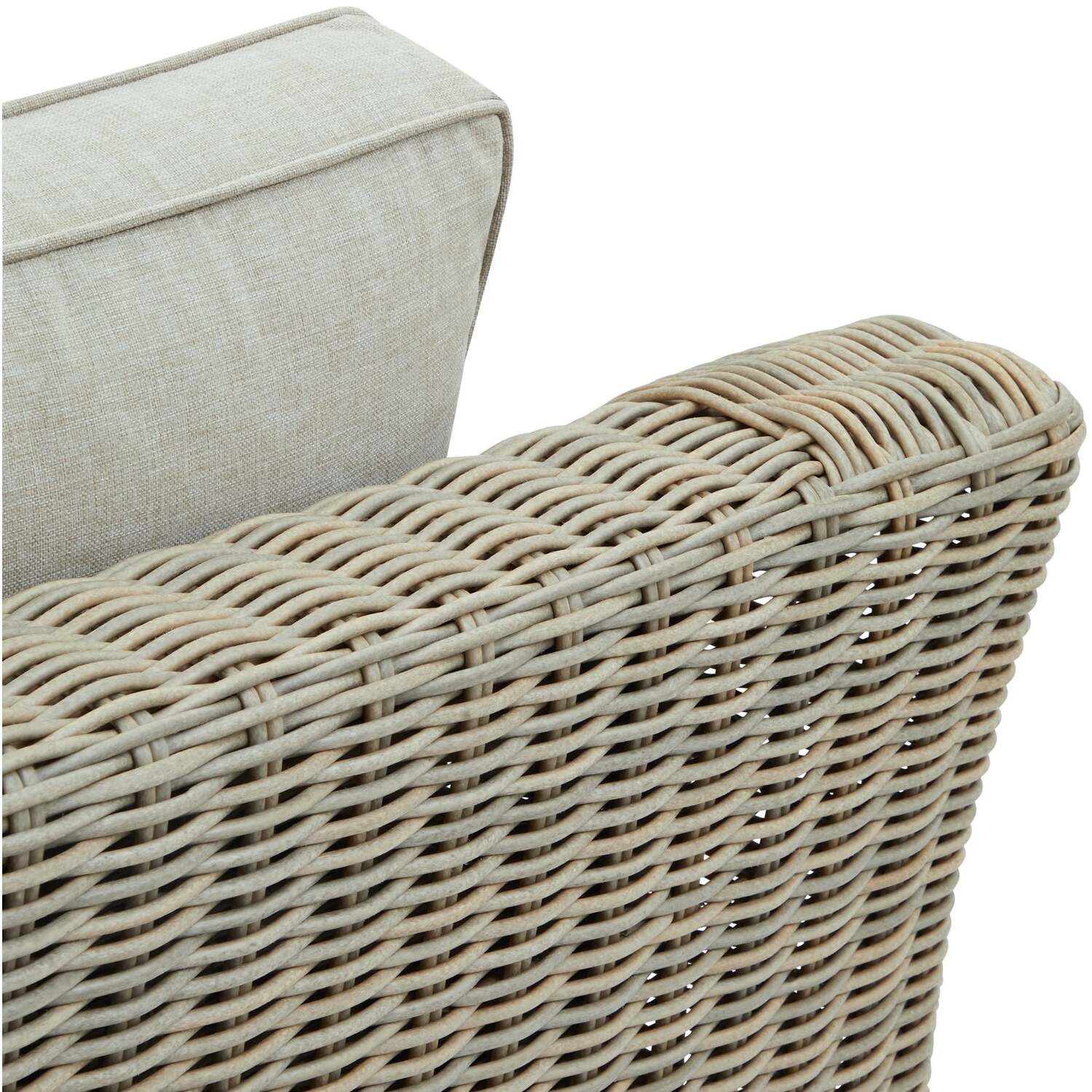 Thai Grey HDPE Wicker Outdoor Armchair with Quick-Dry Olefin Cushion - Beige