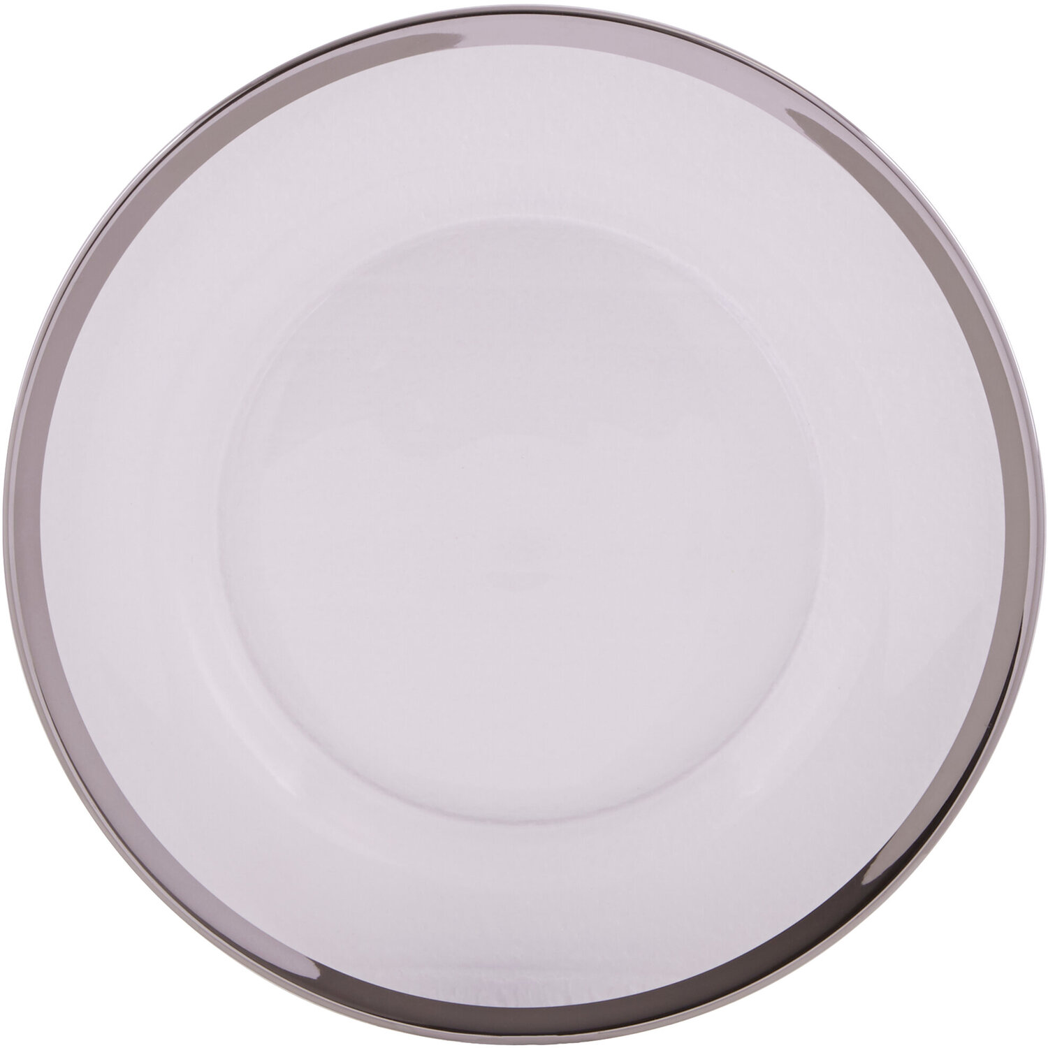 Ida Glass Dinner Plate With Silver Rim - Silver