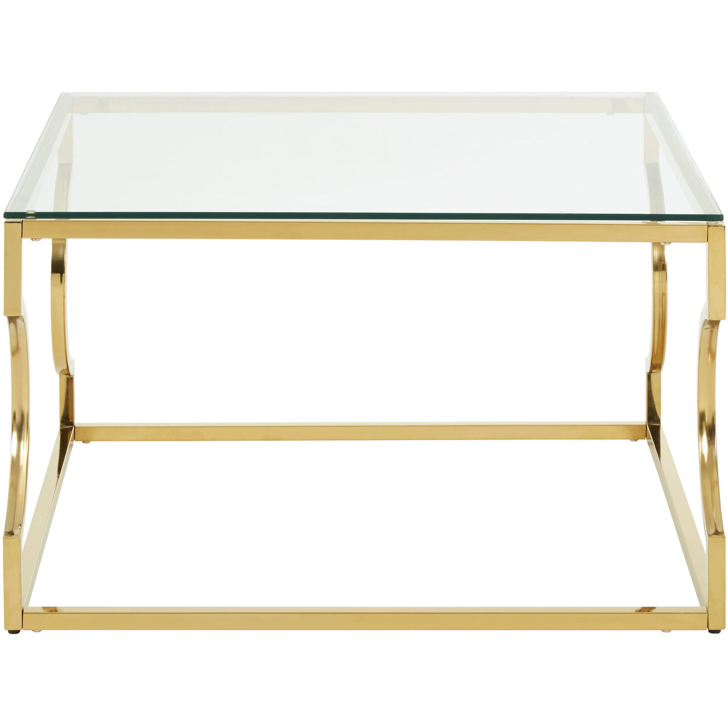 Allure Tempered Glass Curved Frame Coffee Table - Gold