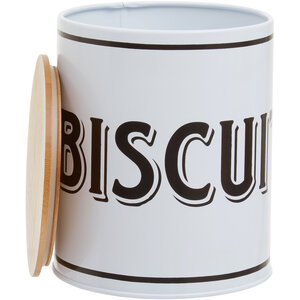 Grocer White Metal Biscuit Canister