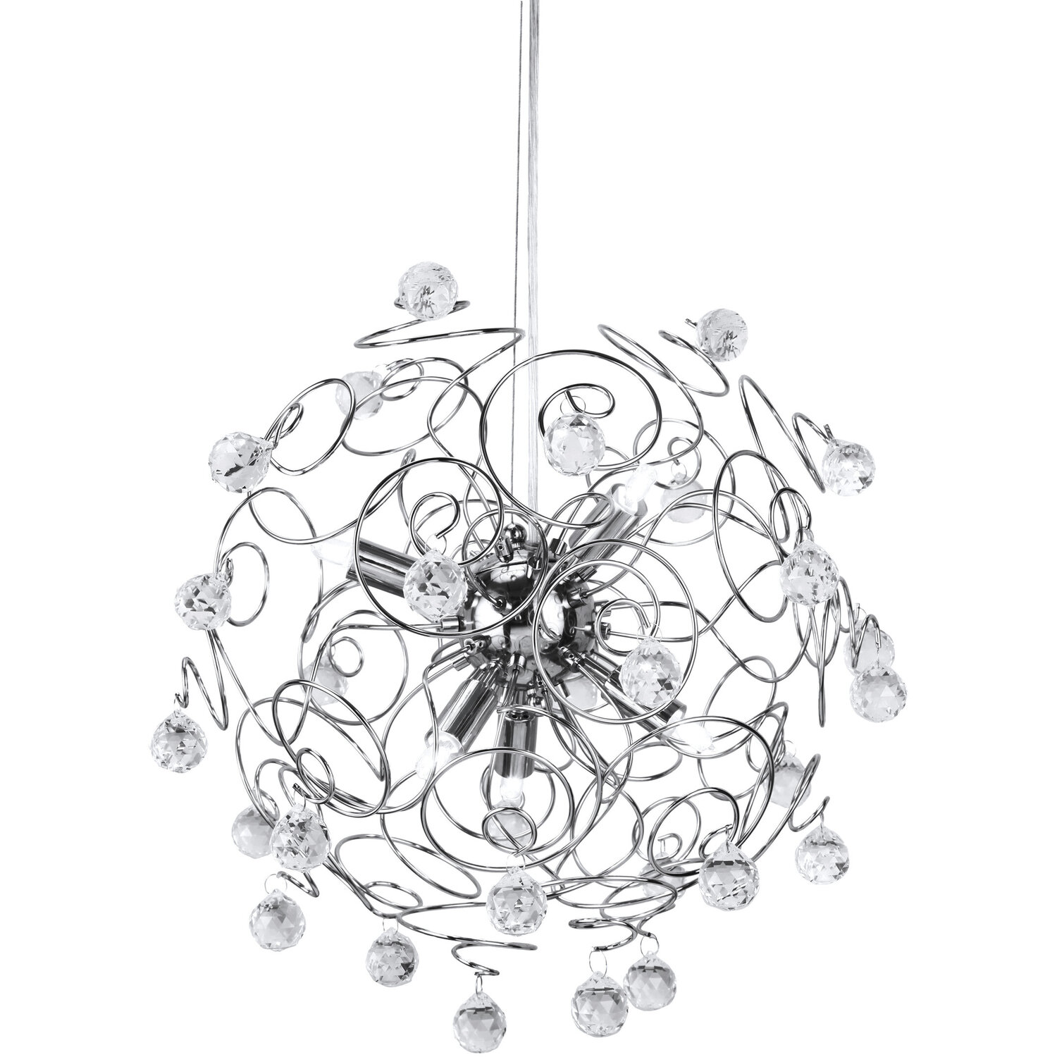 Hiram Crystal and Chrome Pendant Light - Silver