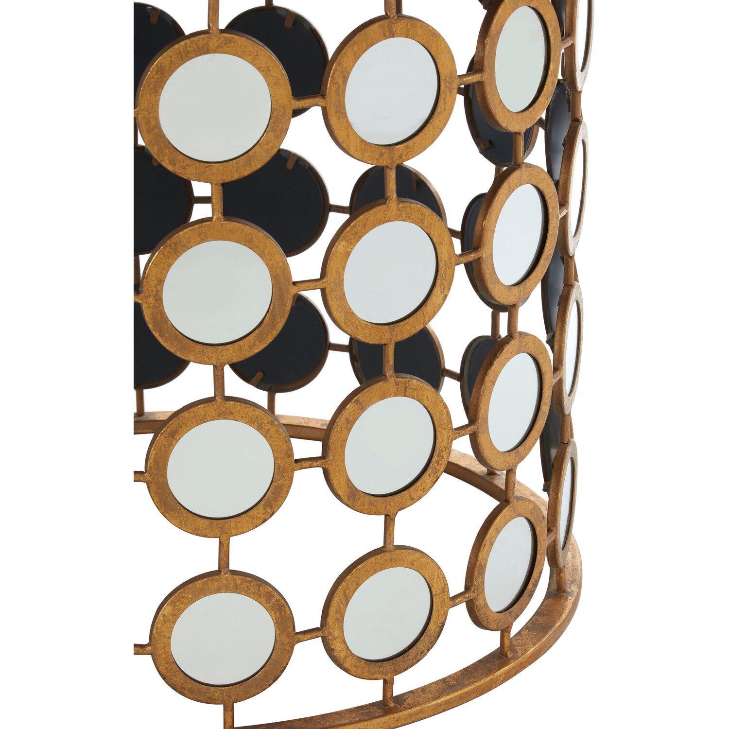 Zariah Gold Finish Mirror Side Table - Gold