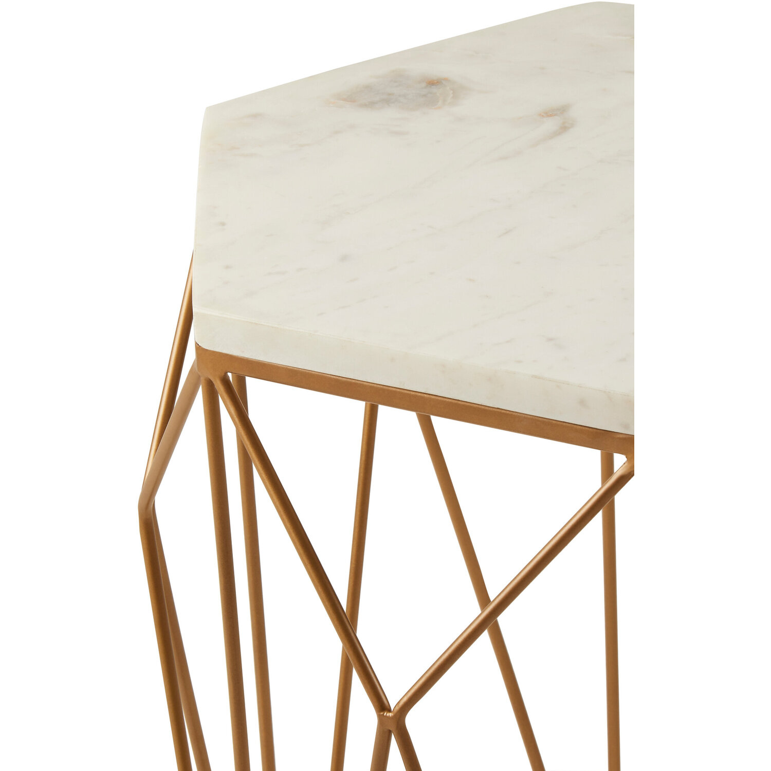 Shalimar Marble Top Side Table With Geometric Base - White