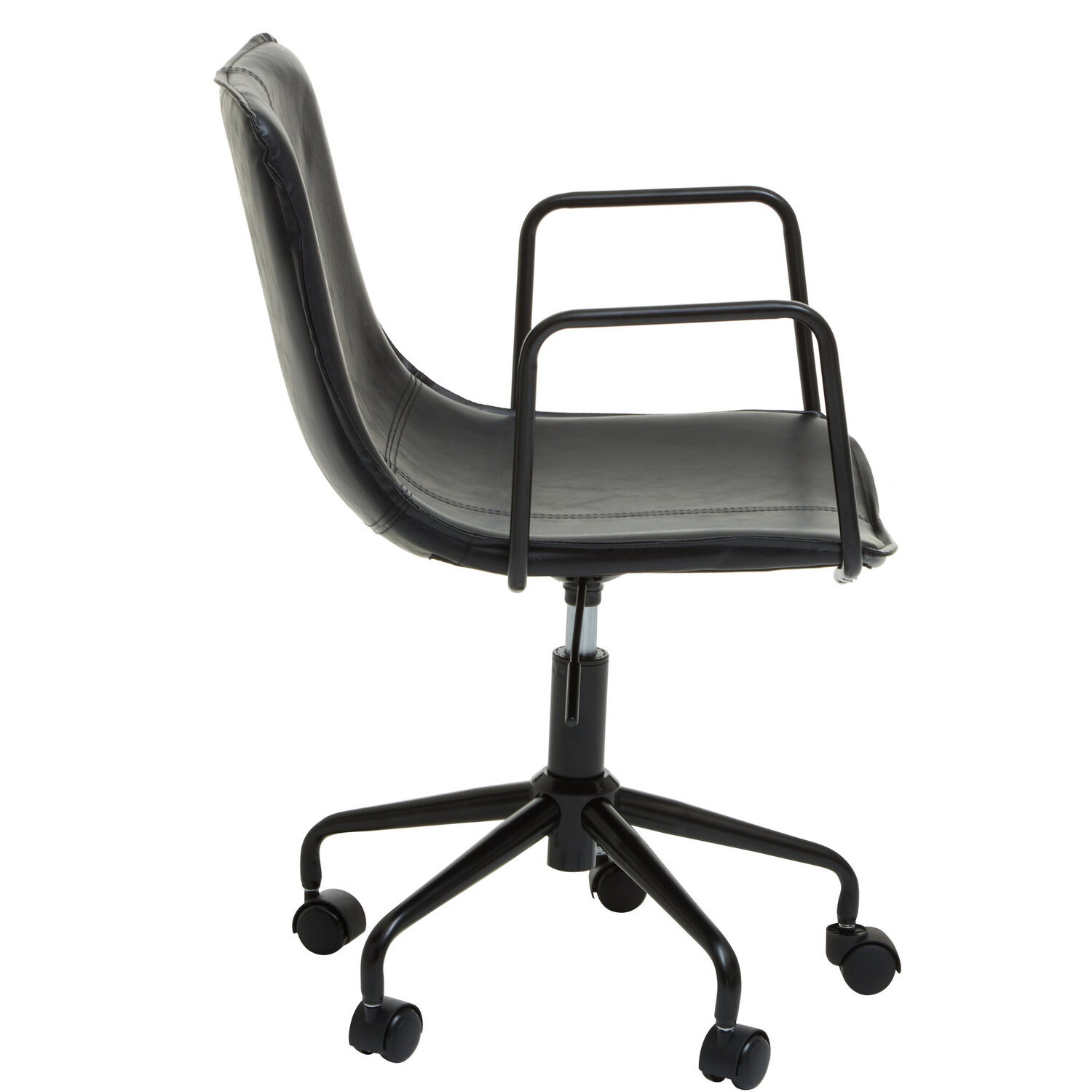 Branson Black Leather Effect Home Office Chair - Black