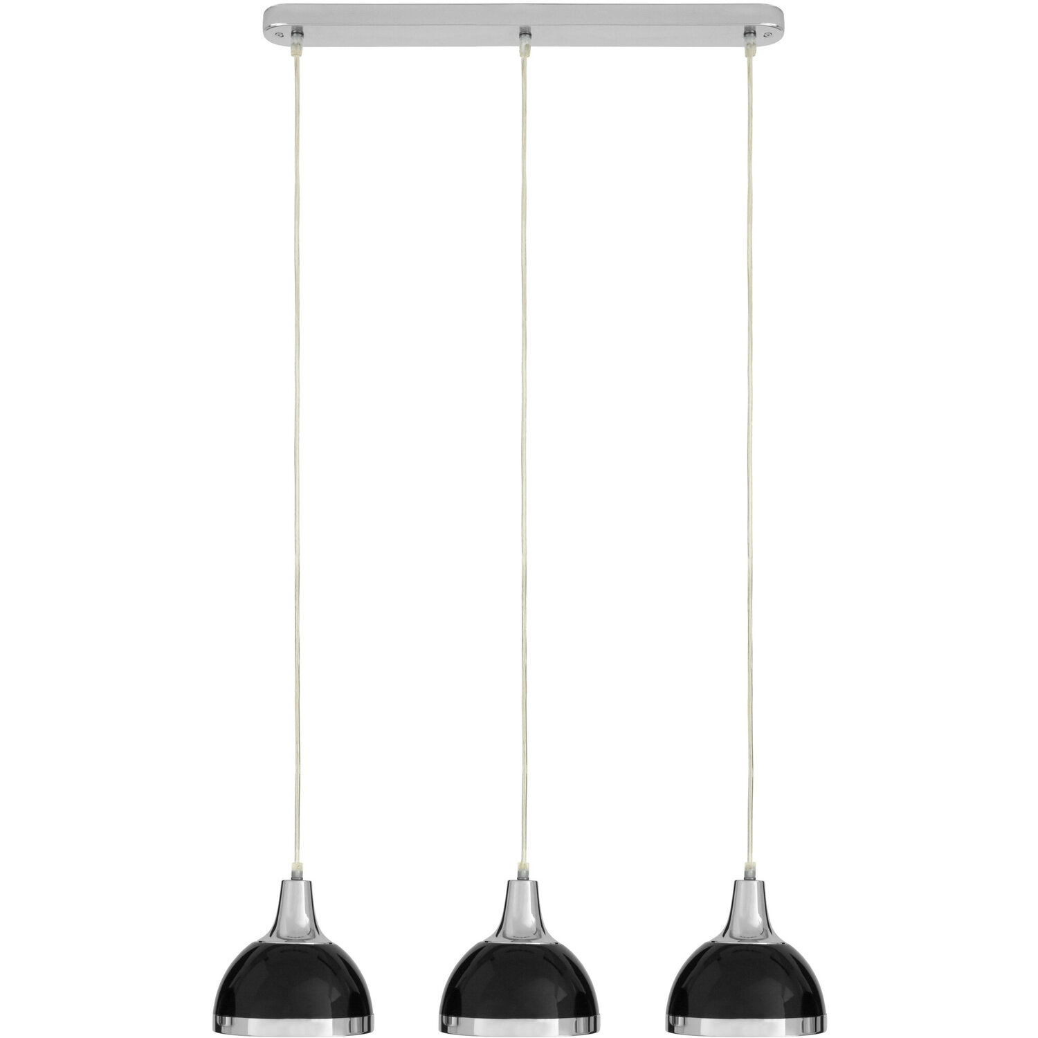Jasper Black Shade and Chrome Pendant Light - Black