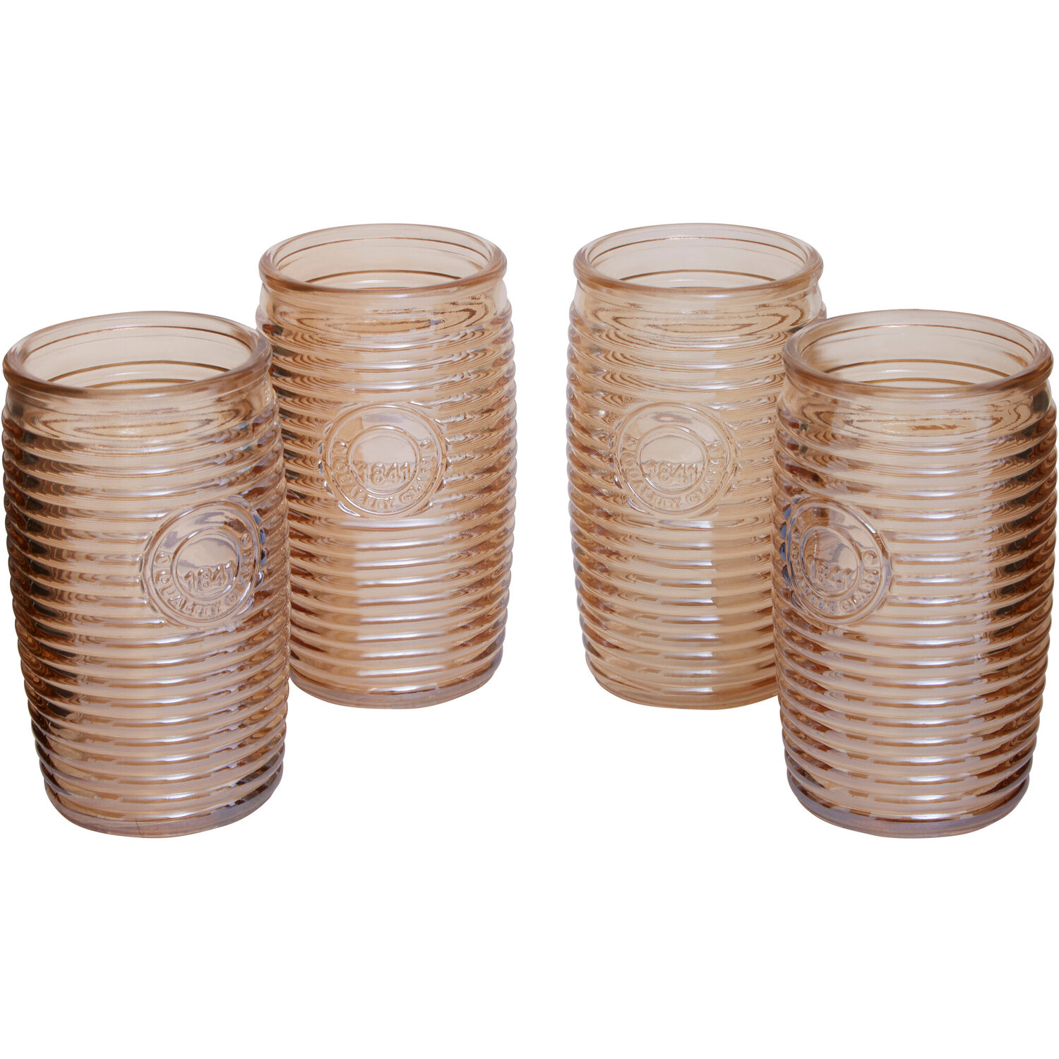 Dayla Set Of Four Gold Ribbed Glass Tumblers - Gold