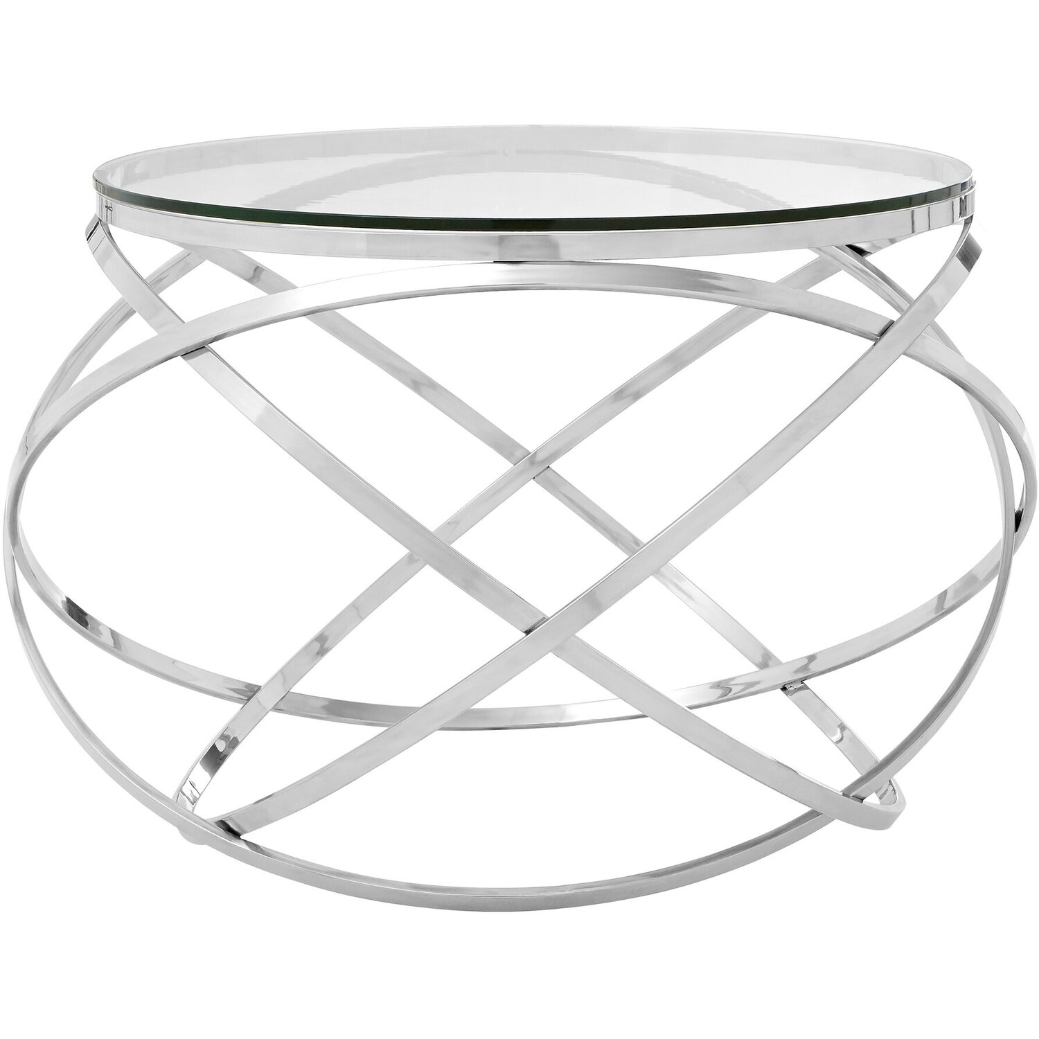 Allure Clear Glass Circular End Table - Silver