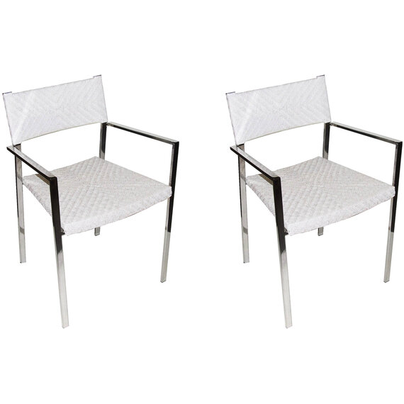 Set Of Two White Raffia Chairs