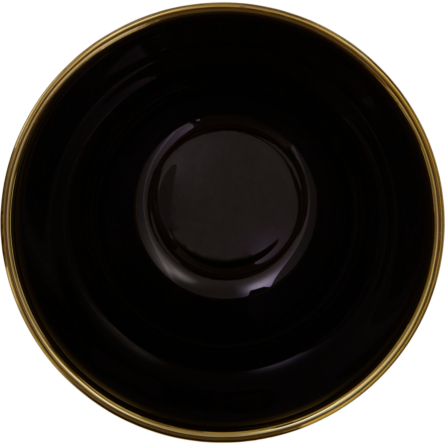 Ida Black Glass Bowl with Gold Rim - Black