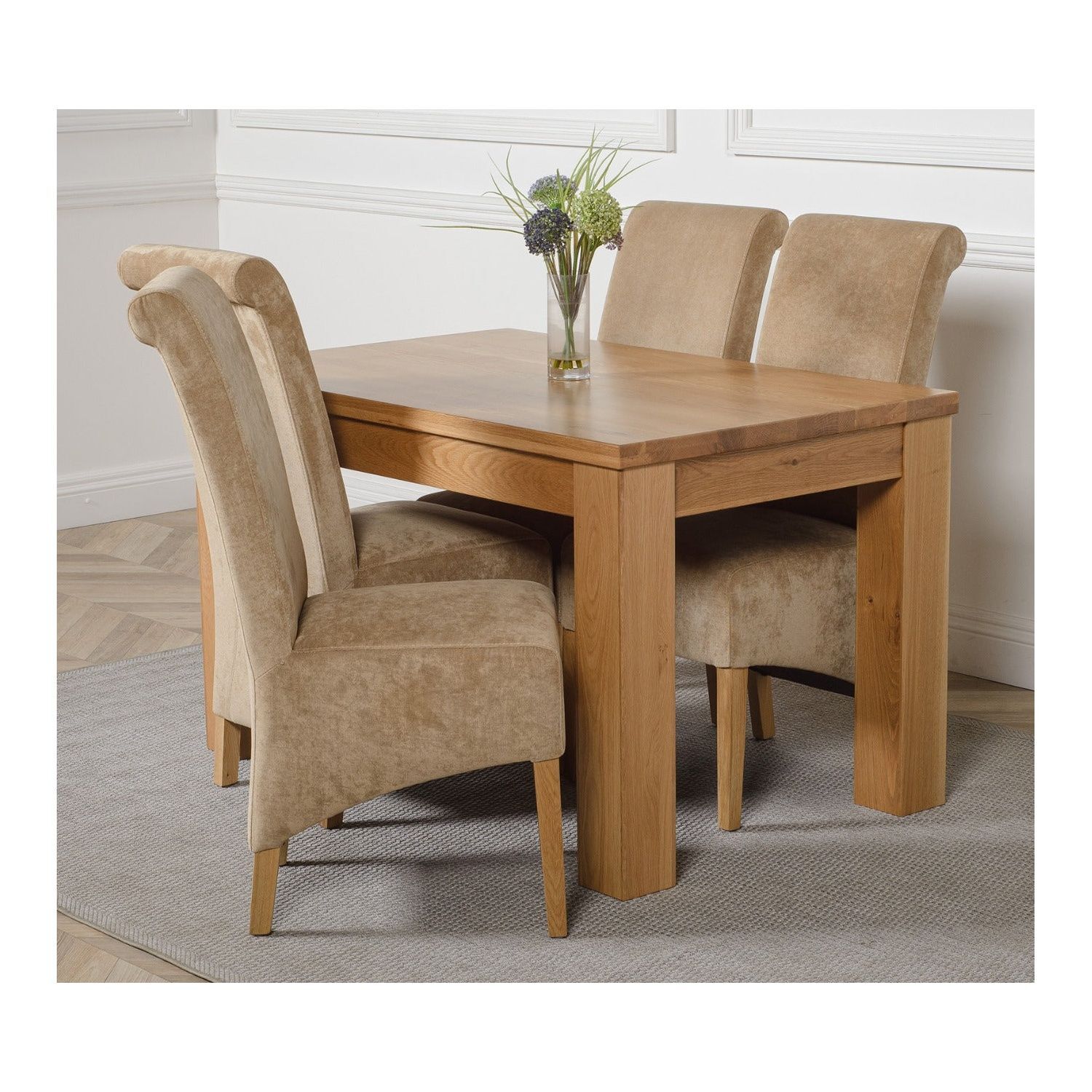 Thats Furniture Dakot 127 X 82Cm Oak Small Dining Table And 4 Montana Fabric Chairs - Beige