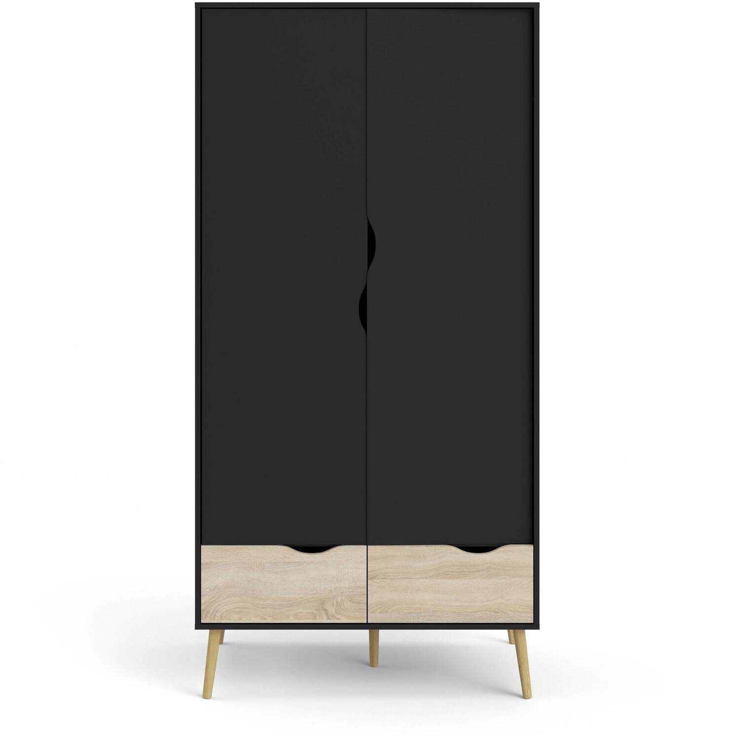 Sapporo 2 Door 2 Drawer Wardrobe Matt Natural - White And Natural