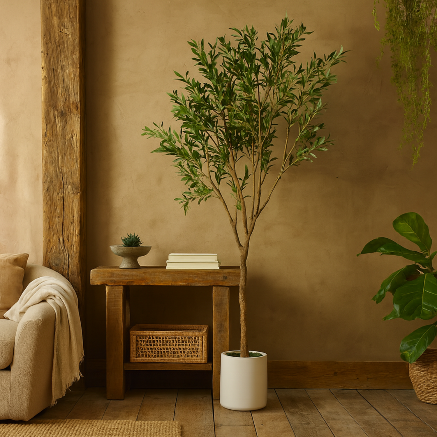 Extra Large Mediterranean Artificial Olive Tree with Pot - Brown