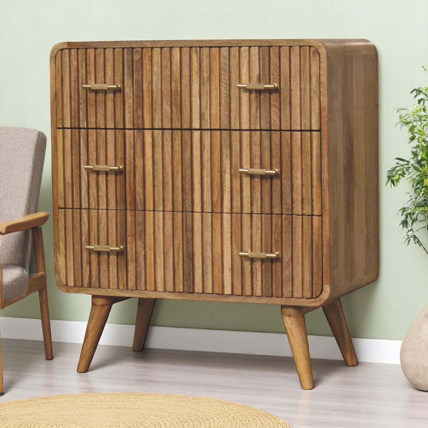 B&Q - Solid Wood T-Bar Ridged Chest - Image 3