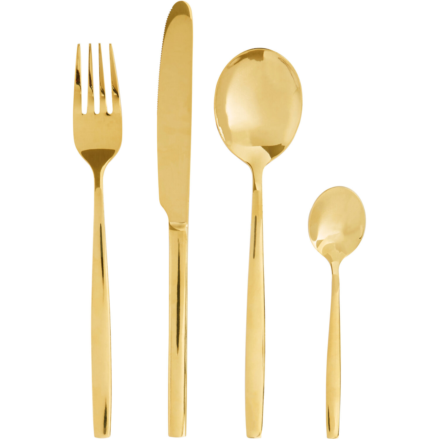 Avie 16 Piece Gold Finish Stainless Steel Cutlery Set - Gold