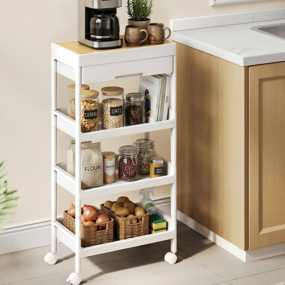 SONGMICS 4 Tier Rolling Cart Tray Drawer
