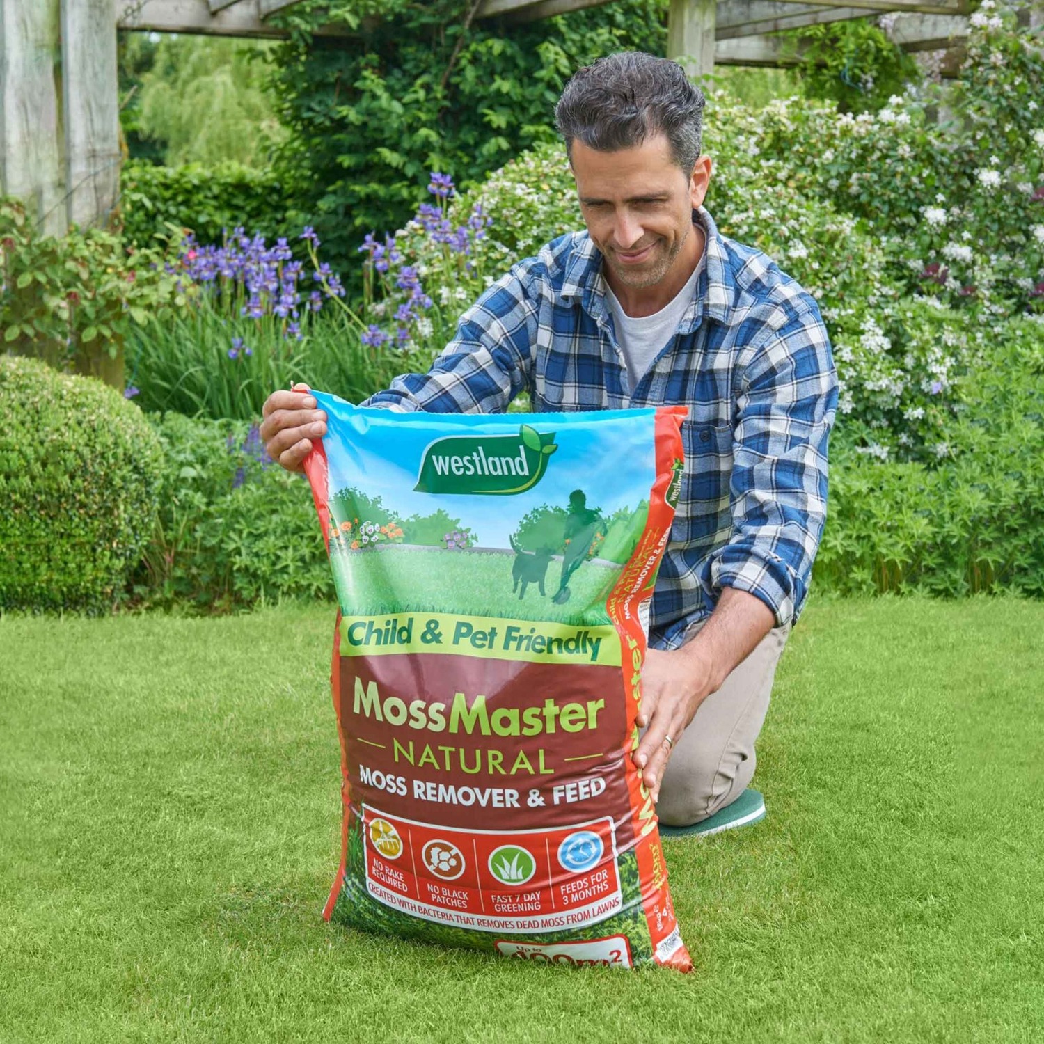 Westland Moss Master Natural Moss Remover And Slow-Release Lawn Feed - Brown