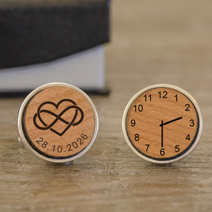 Personalised Heart Infinity / Special Time Cufflinks - Cherry Wood
