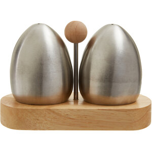 Natural Origins Stainless Steel And Rubberwood Salt Pepper Shakers