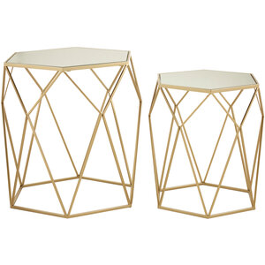 Avantis Set Of 2 Hexagonal Mirrored Top Side Tables