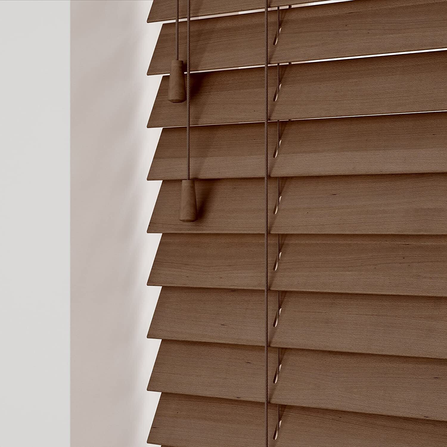 Wooden Venetian Blinds With Strings - Chestnut Oak / 75