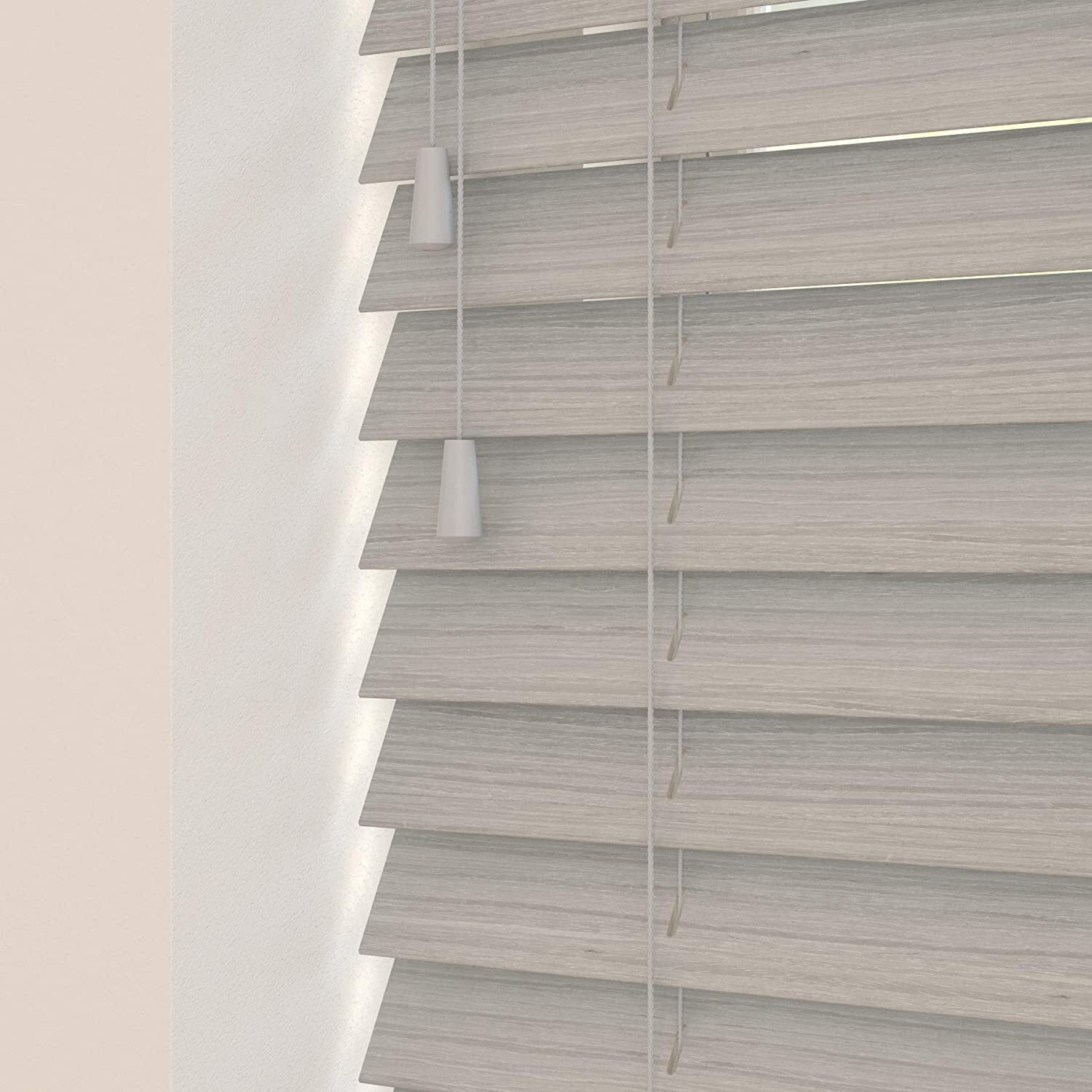 Wooden Venetian Blinds With Strings - River Oak / 90