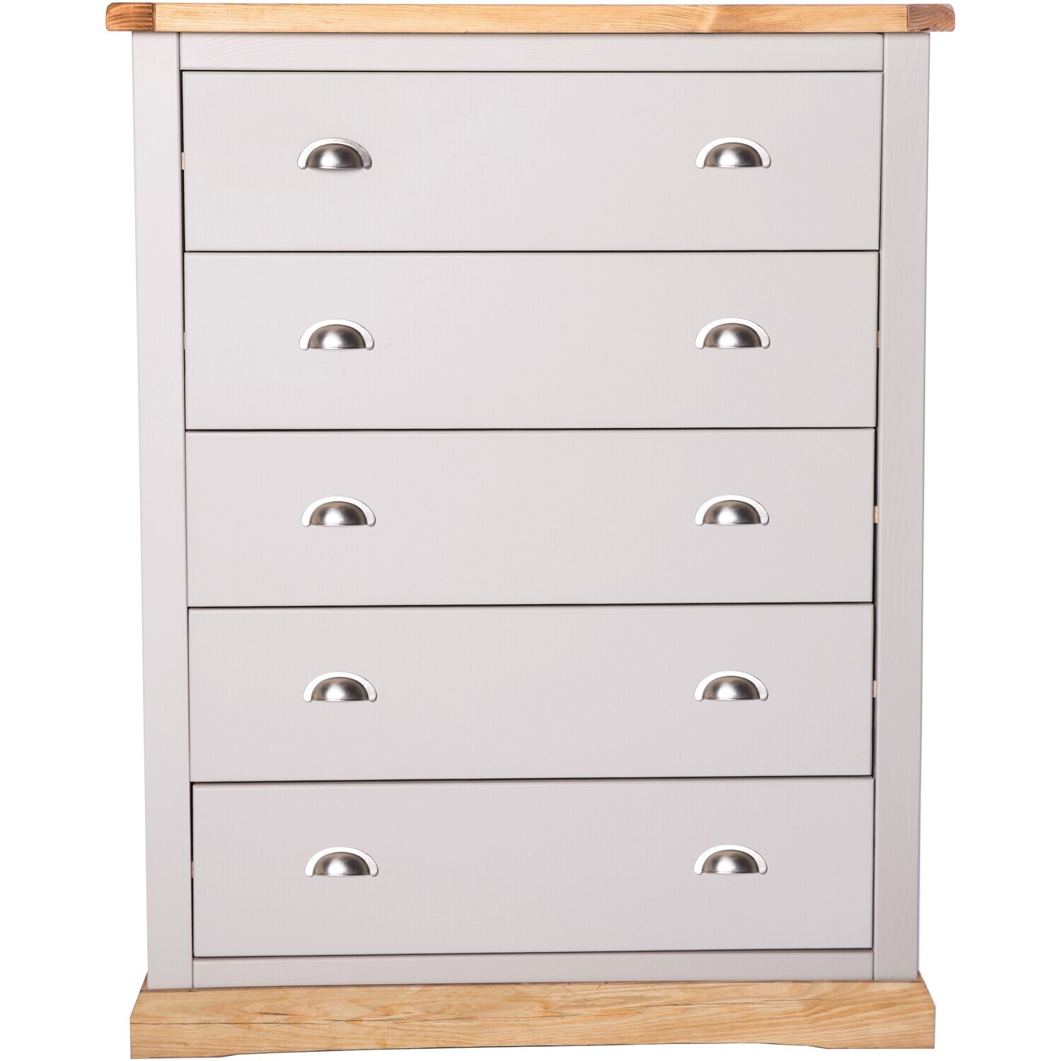 Cabinet Bits Bomporto 5 Drawer Chest - Grey / Chrome