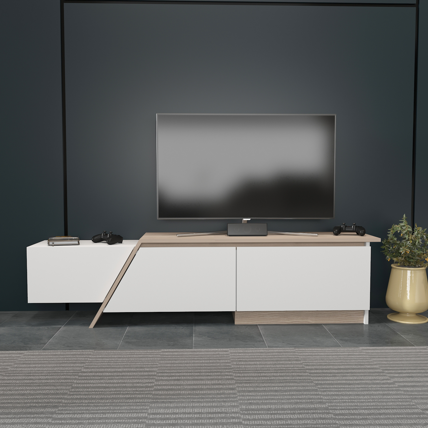 Decorotika Zonas Modern Tv Unit - White And Cordoba