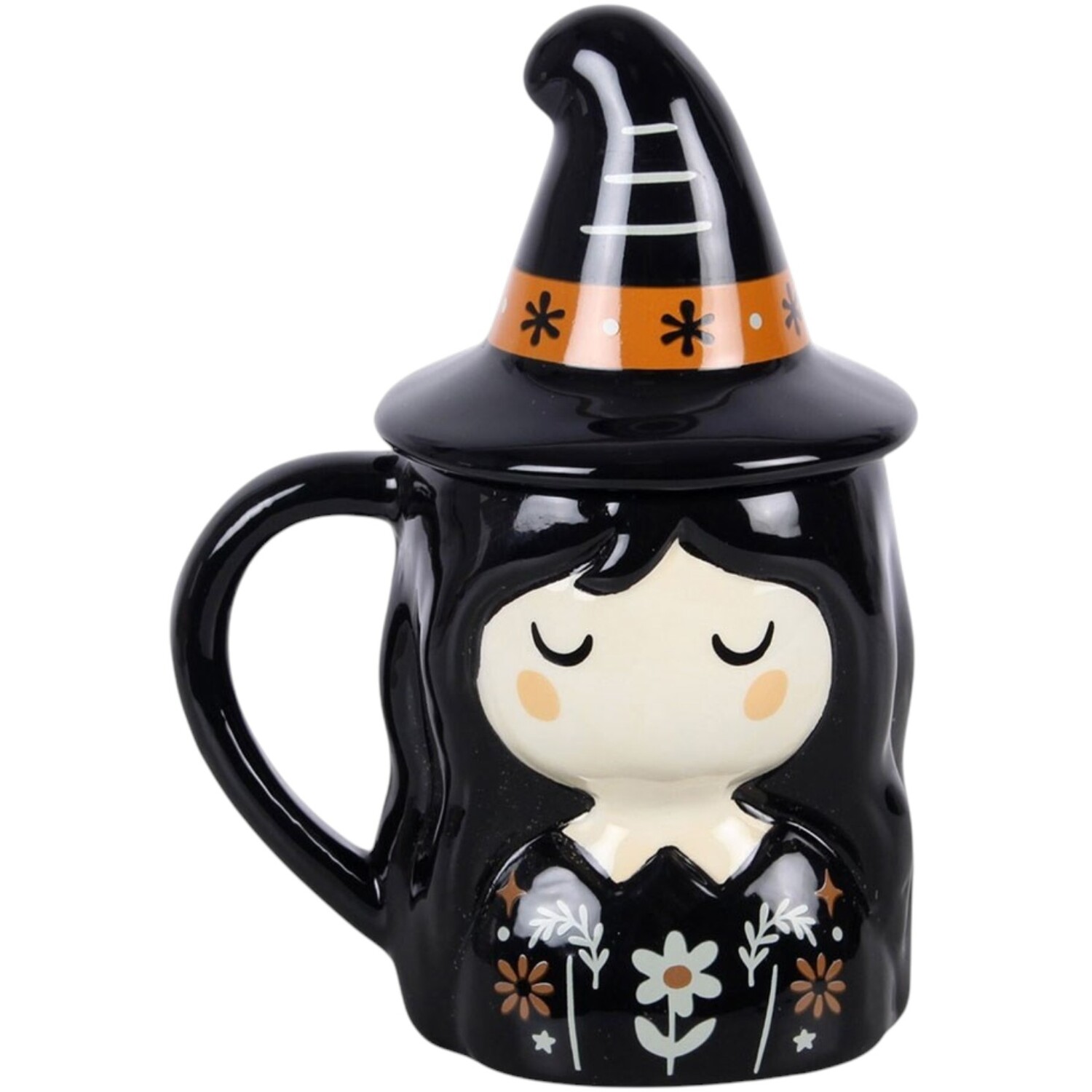 Frightful Folk Witch Lidded Mug - Black