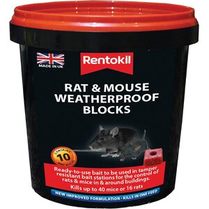 Rentokil Rat & Mouse Weatherproof Blocks Tub Of 10