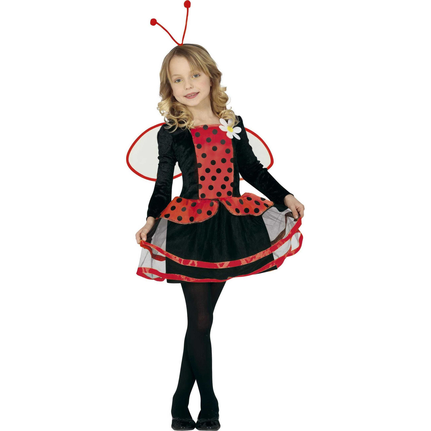 Fiestas Guirca Girls Ladybird Costume Set - Red/Black / Cotton / 7-9 Years