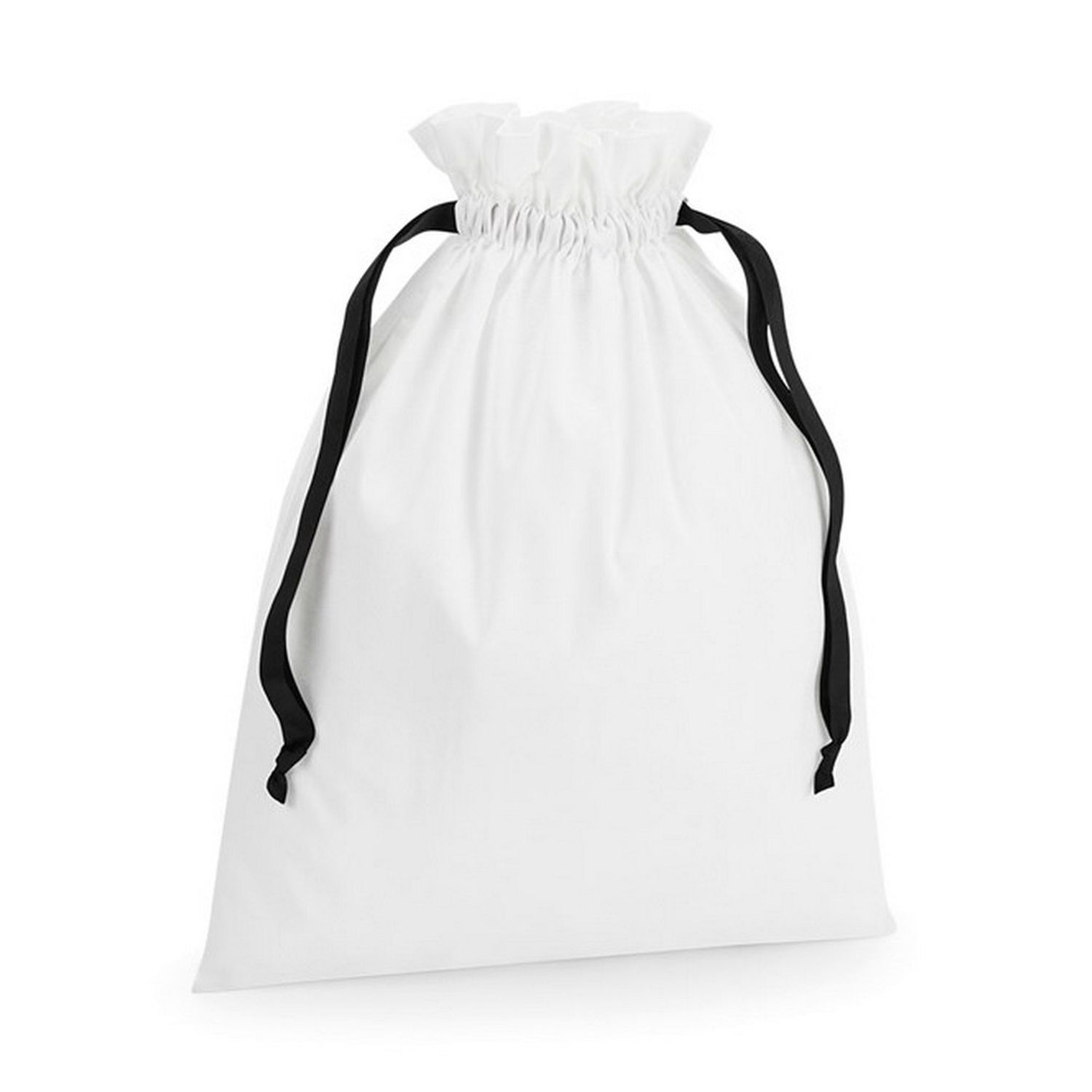 Westford Mill Ribbon Cotton Drawstring Gift Bag - Soft White/Black / 1