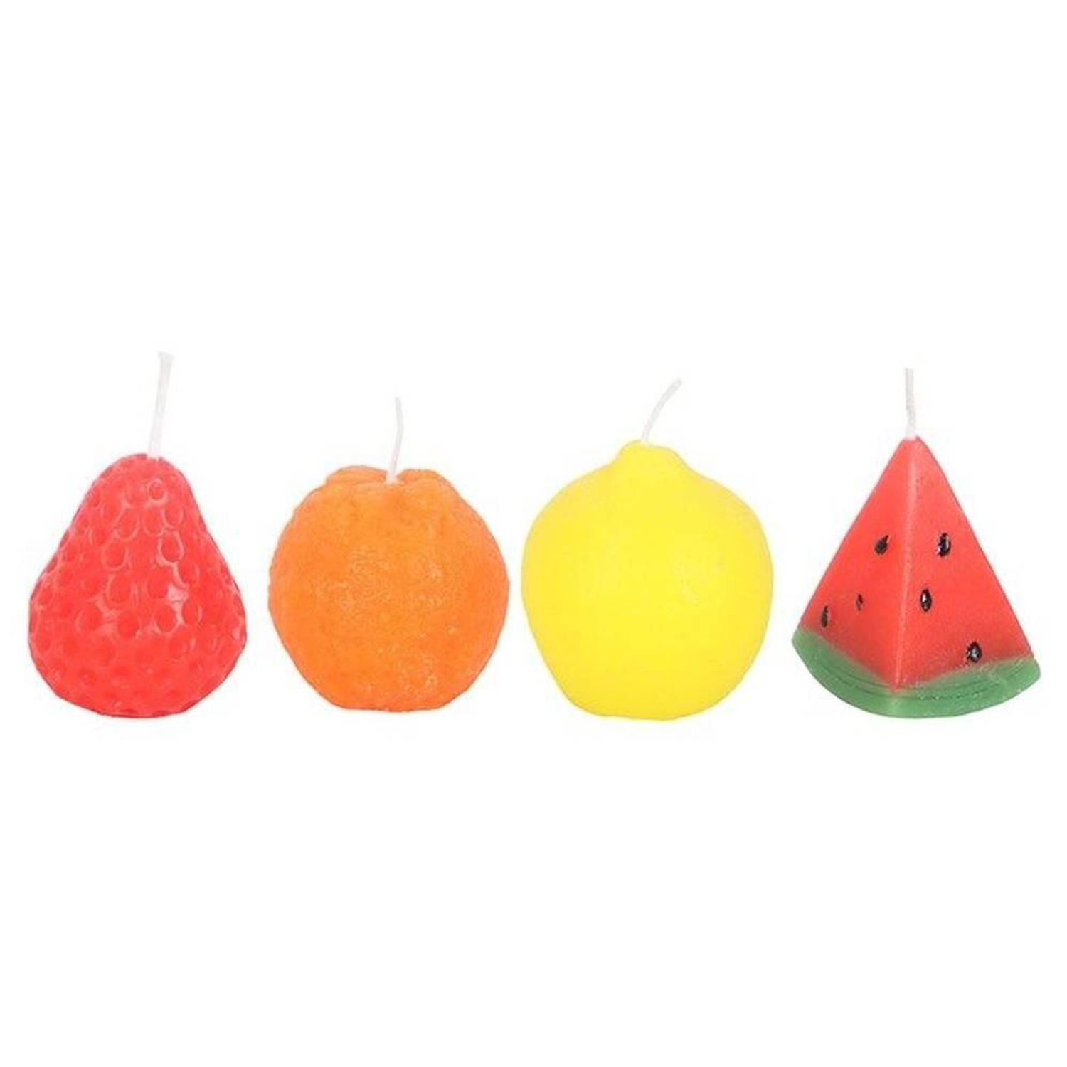 Something Different Fruit Shaped Candle (Pack Of 4) - Red/Yellow/Orange