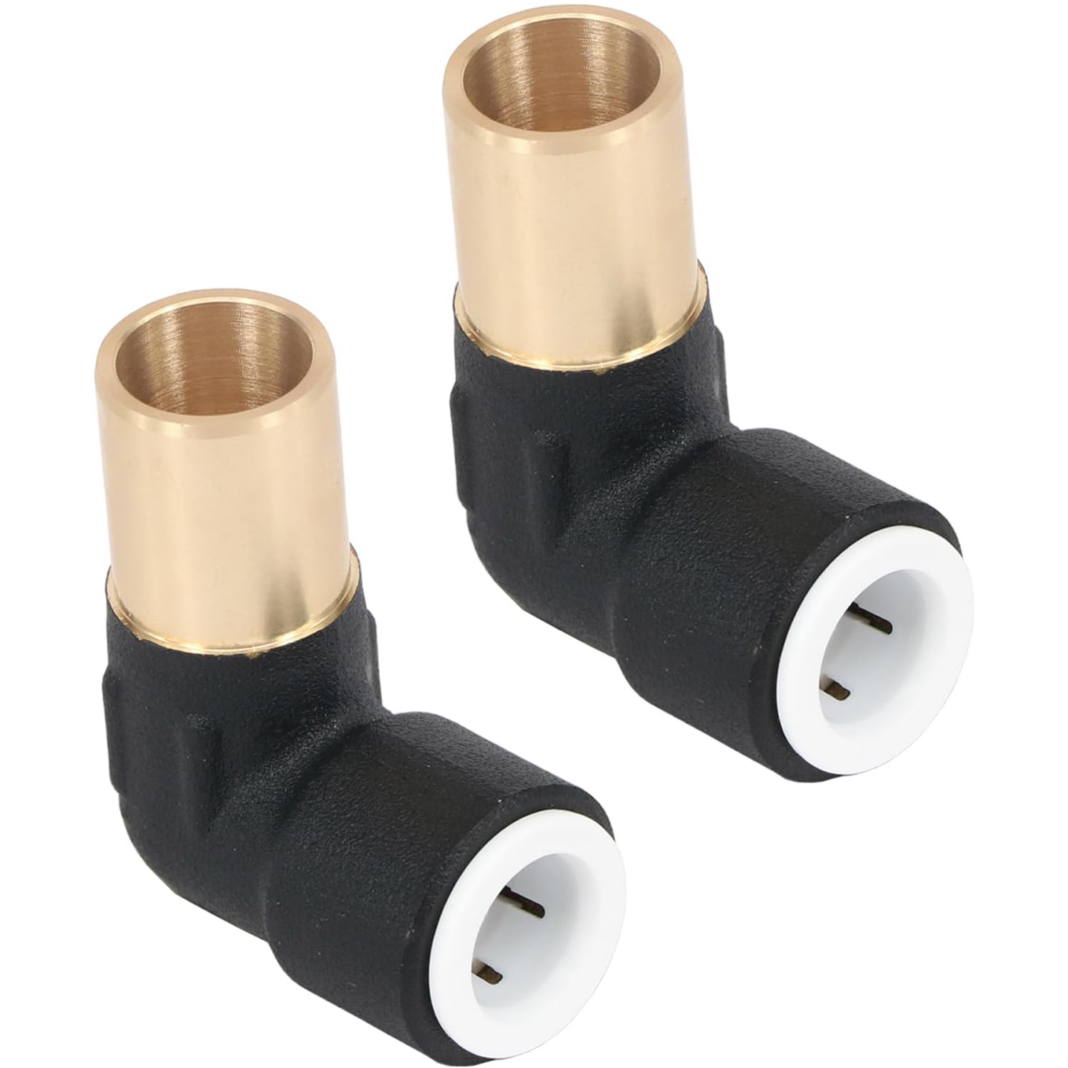 B&Q - Radiator Valve Reducing Elbow Stem Compression 15mm X 10mm Pushfit Black (Pack Of 2) - Image 2