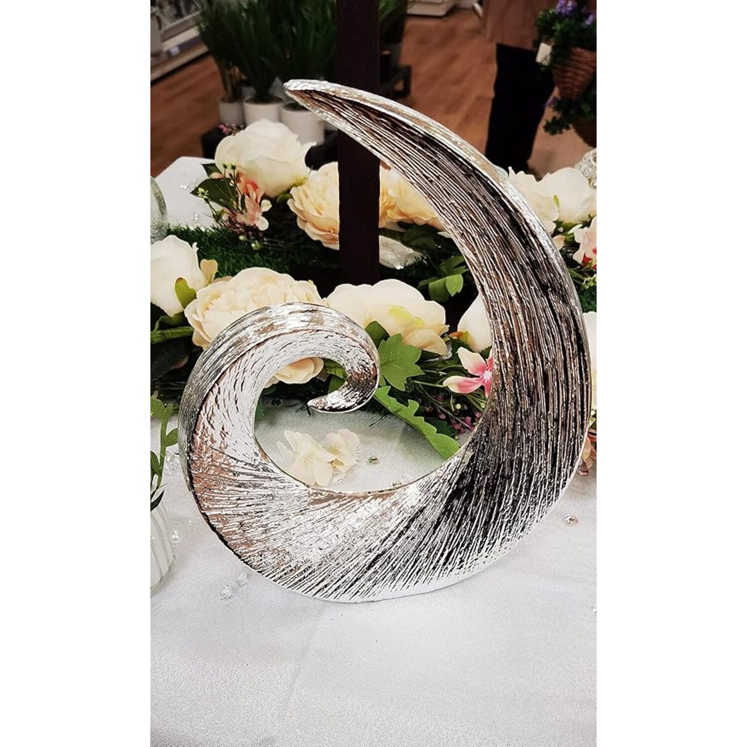 Biznest Silver Titanium Brushed Swirl Ornament - Titanium Silver