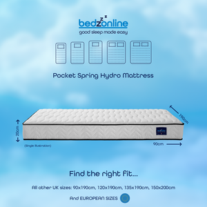 Bedzonline Hydro Hybrid Pocket Spring & Memory Foam Mattress, Cashmere Cover