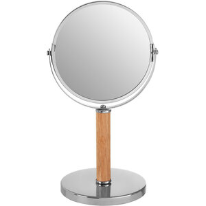 Cassini Chrome And Rubberwood Table Mirror