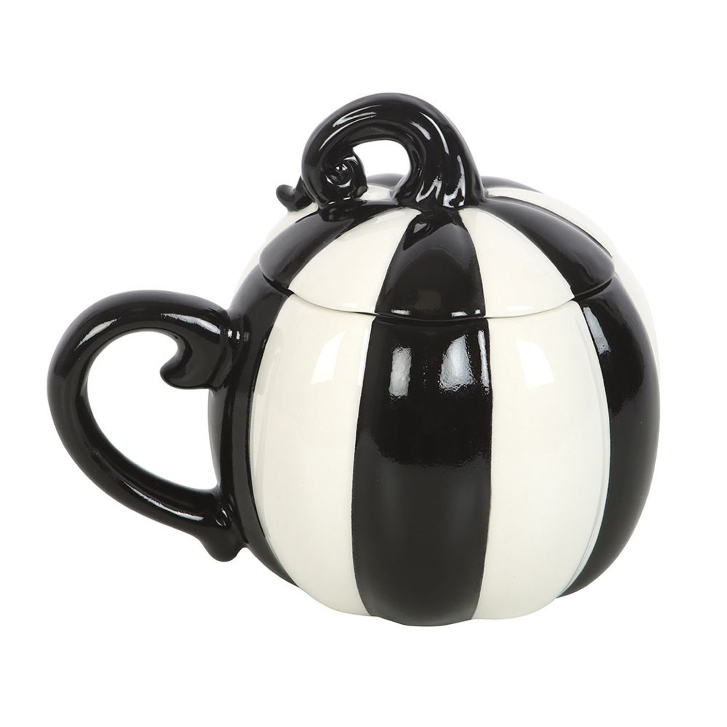 Something Different Contrast Striped Mug With Lid - Black/White