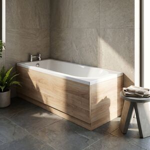 1700mm Straight Bath Front Panel and Plinth - Bleached Oak