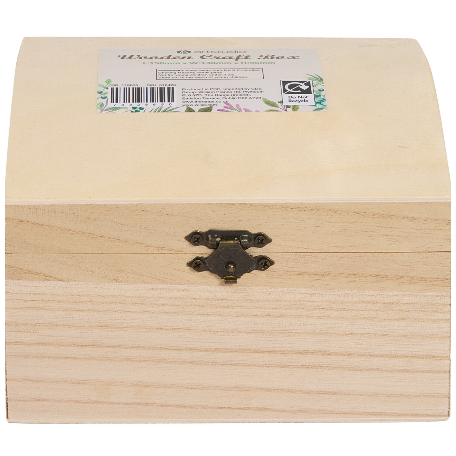 Art Studio Wooden Unfinished Craft Box - Natural