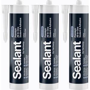 Hemway Hybrid Polymer Sealant & Adhesive Crystal Clear Construction 3 Pack