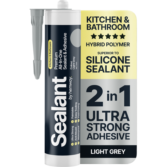 Hemway Hybrid Polymer Sealant & Adhesive Light Grey Kitchen Bathroom 1 Pack
