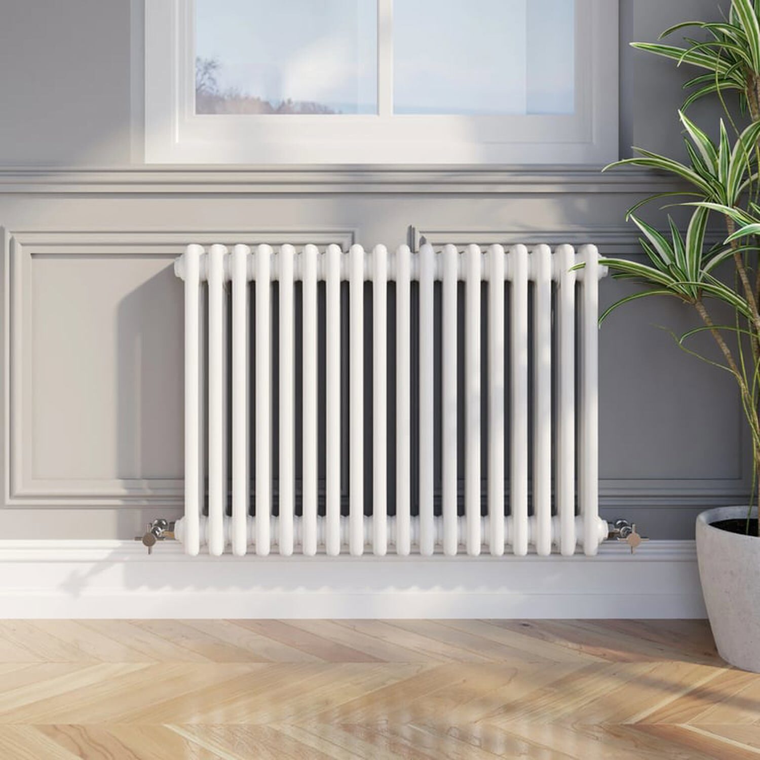Temprazo Traditional Colosseum Double Bar Column Radiator White 300 X 605Mm - White / 830Mm / 600Mm / 100Mm