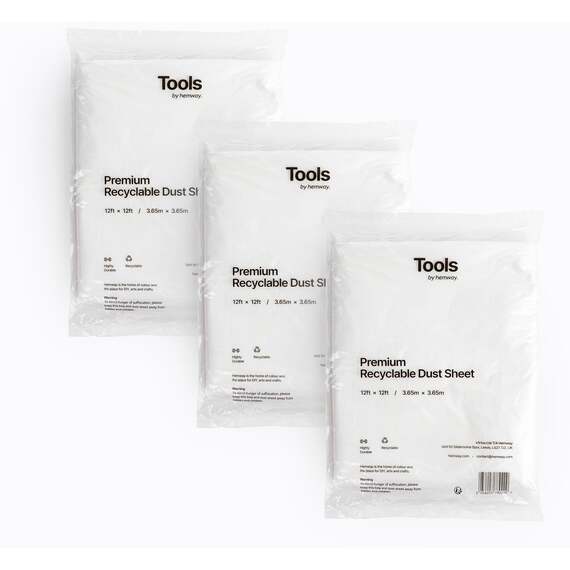 Hemway Extra Large Recyclable Paint Dust Sheet (Pack of 3) 12ft x 12ft