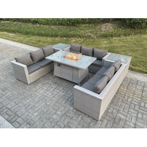 U Shape Lounge Sofa Dining Set 2 PC Side Coffee Tea Table