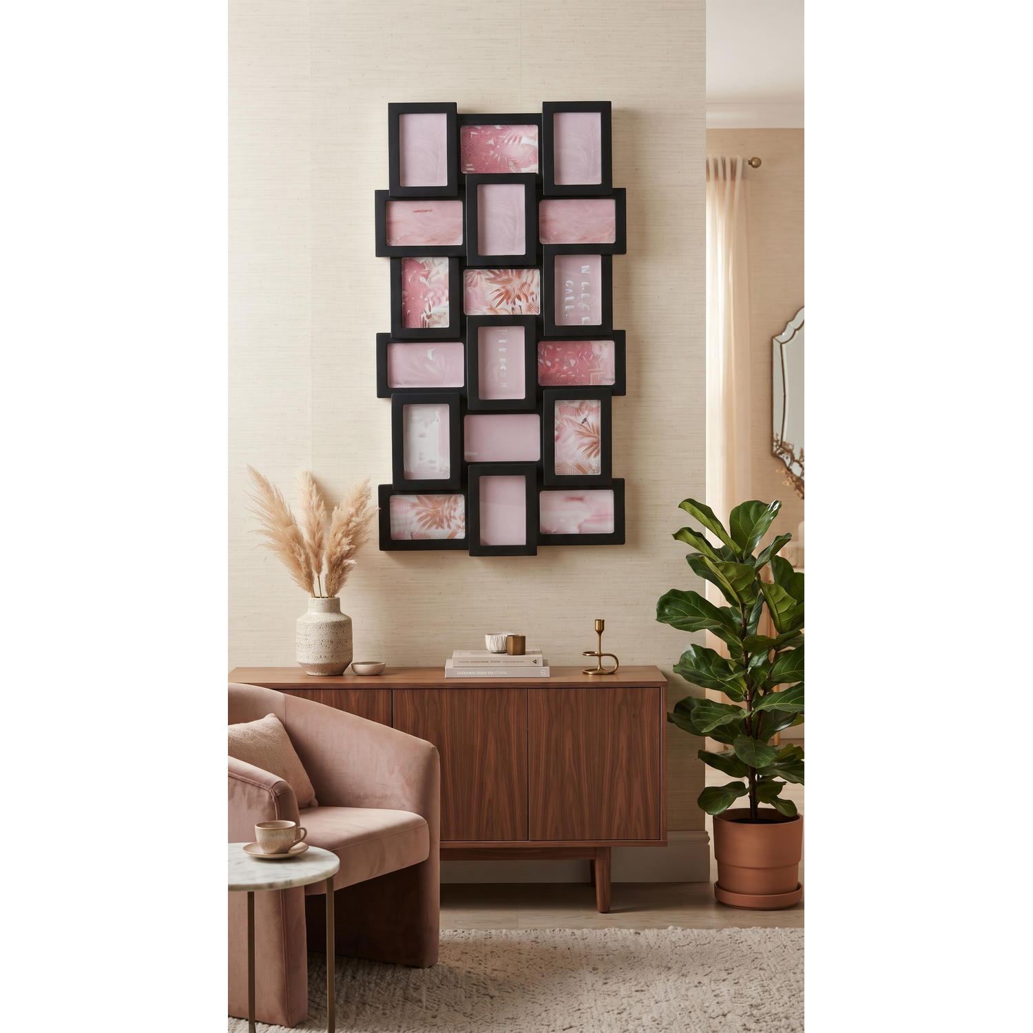 B&Q - Black 18 Multi-Opening New Design 2 Border Lining 6X4'' Photo Frame Collage Wall Plastic Home Décor Picture Display 102X53Cm - Image 2