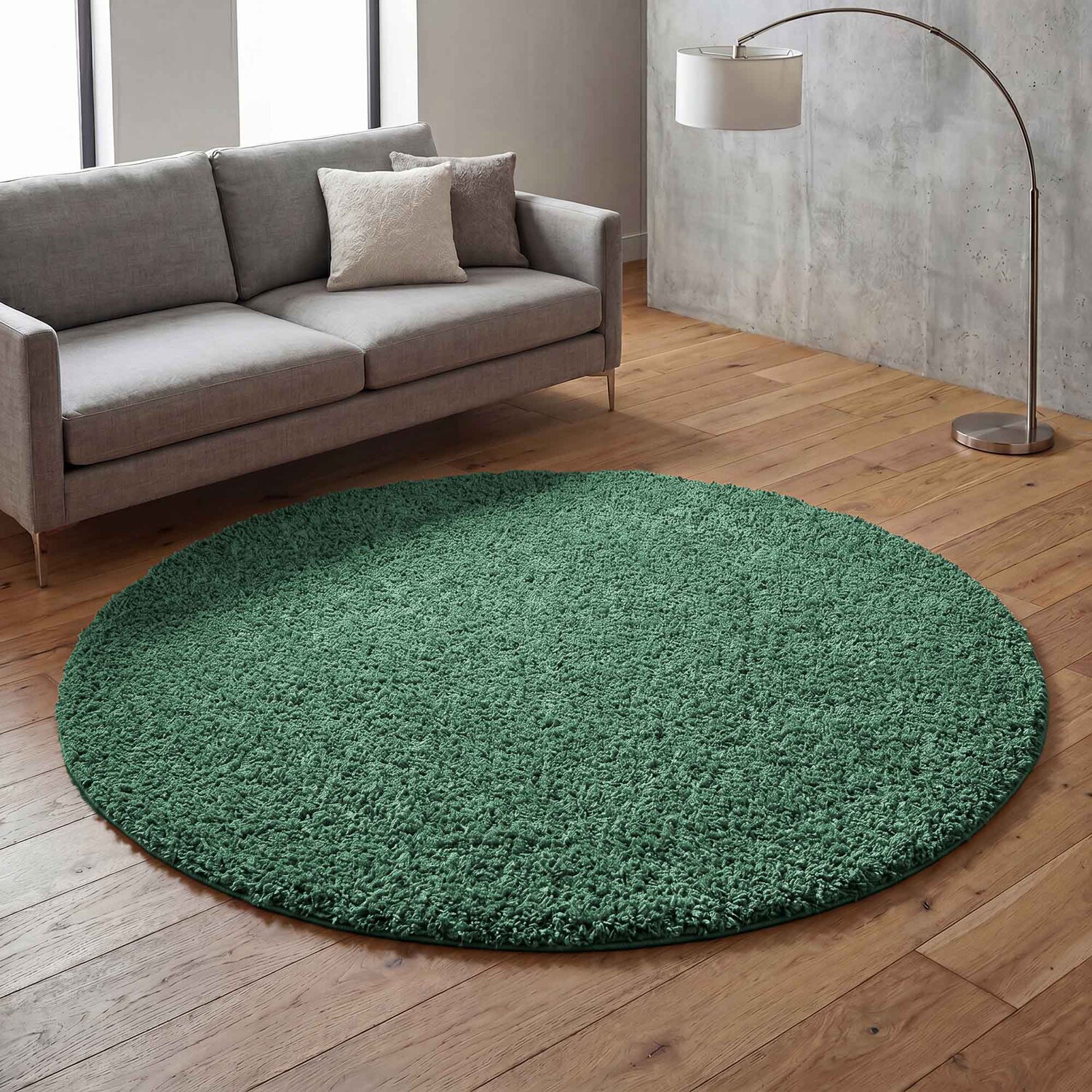 Desire Rugs Ainsley Plain Living Room Shaggy Area Rug Modern Soft Pile Polyester Rug - Emerald / 120Cm