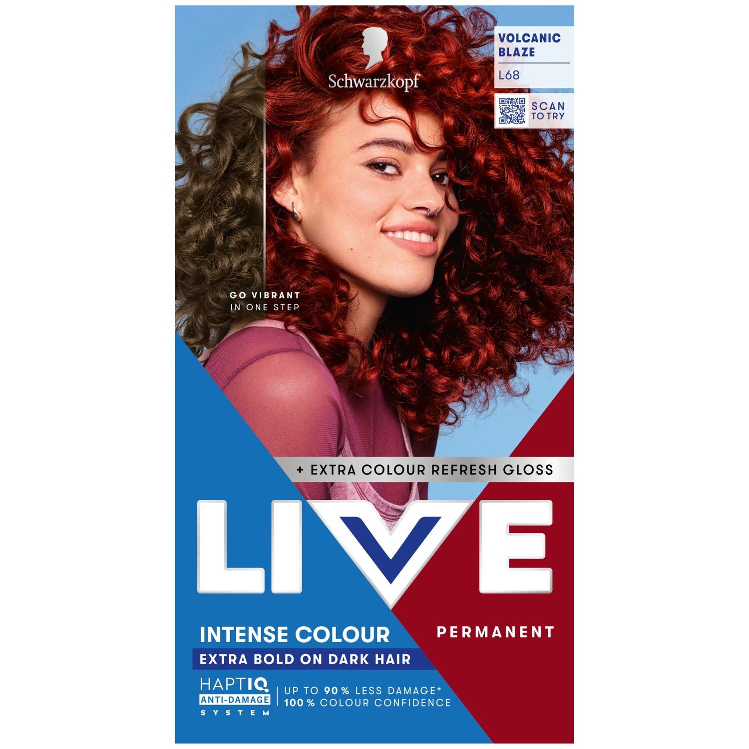 Schwarzkopf LIVE Intense Colour Hair Dye, L68 Volcanic Blaze | Permanent Hair Dye, HaptiQ Anti-Damage System, Long-Lasting Results, with Colour Refresh Gloss - Image 4