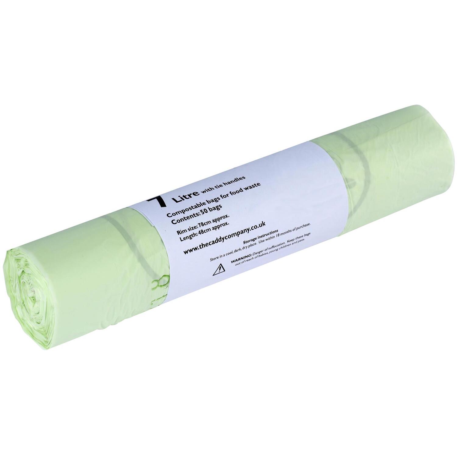 Caddy Company 7 Litre Tie Handle Compostable Food Waste Bin Bags - Green / 1