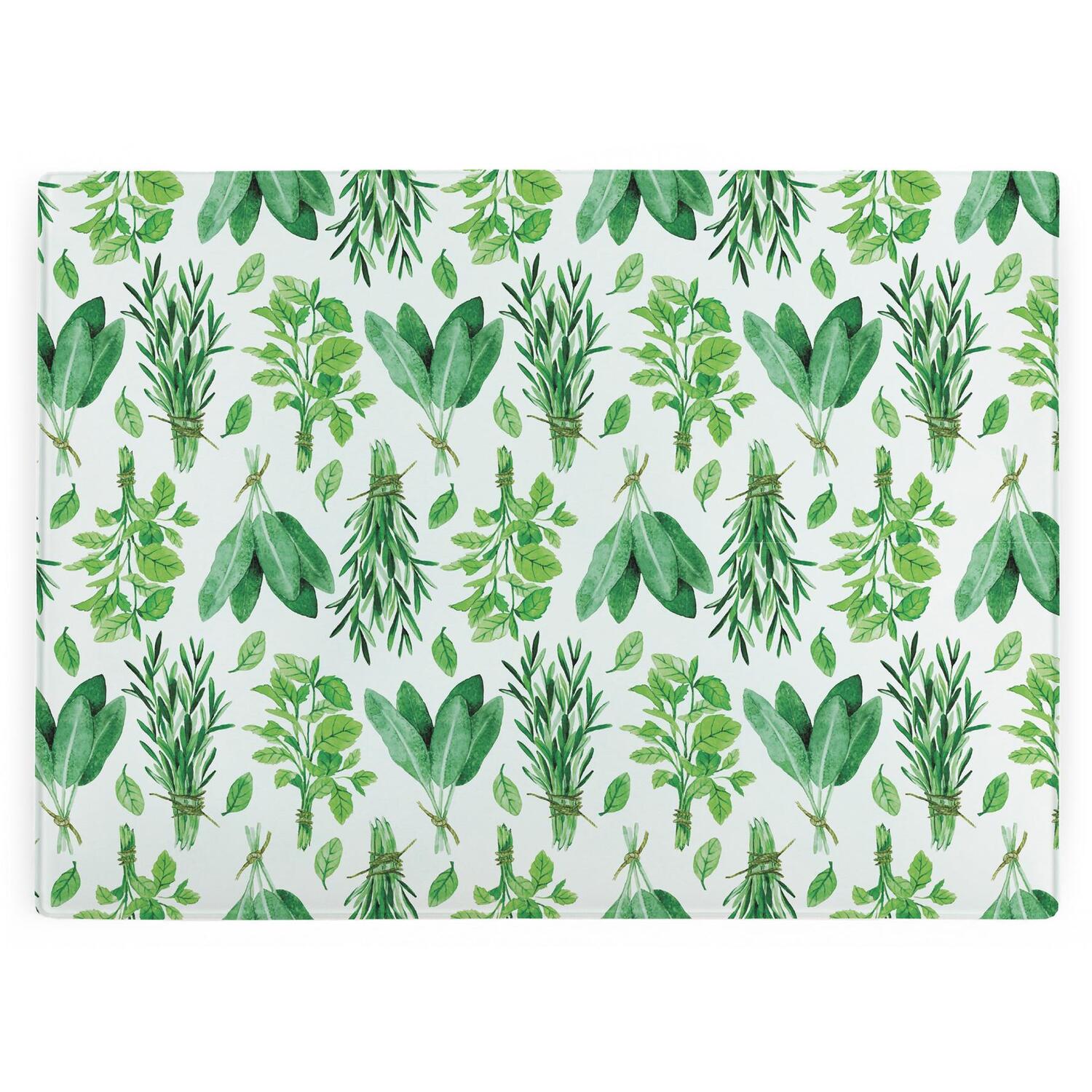 Image of Kitchen Herbs Green Glass Chopping Board&hellip;